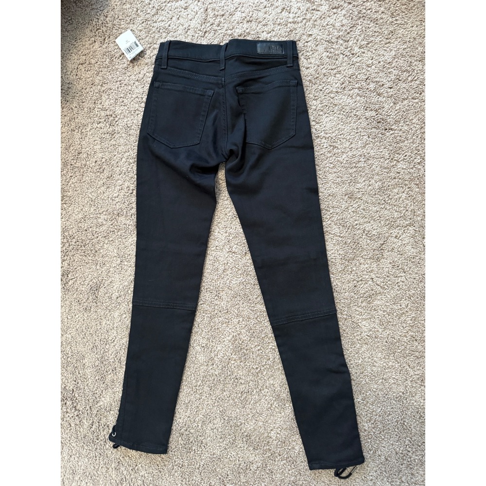 Polo Ralph Lauren Lace-Up Tompkins Super Skinny Jeans Black Denim Pants Size‎ 25 - Picture 8 of 11